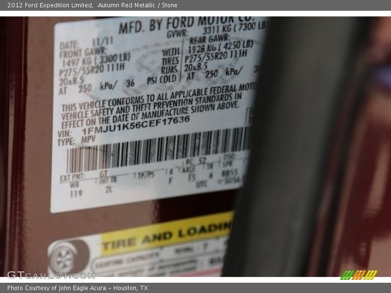 Autumn Red Metallic / Stone 2012 Ford Expedition Limited