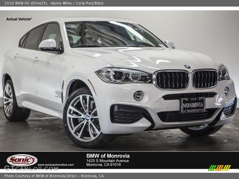 Alpine White / Coral Red/Black 2016 BMW X6 sDrive35i