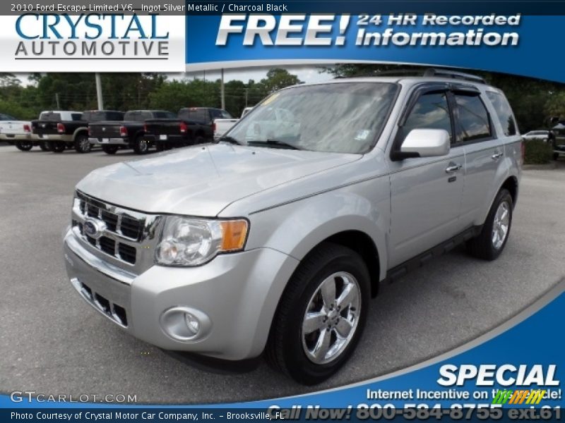 Ingot Silver Metallic / Charcoal Black 2010 Ford Escape Limited V6