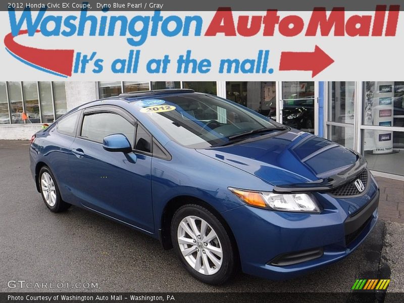 Dyno Blue Pearl / Gray 2012 Honda Civic EX Coupe