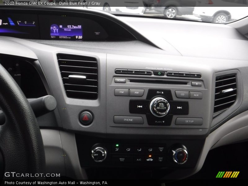 Dyno Blue Pearl / Gray 2012 Honda Civic EX Coupe