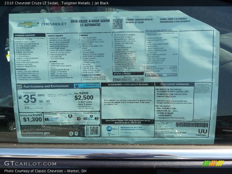Tungsten Metallic / Jet Black 2016 Chevrolet Cruze LT Sedan