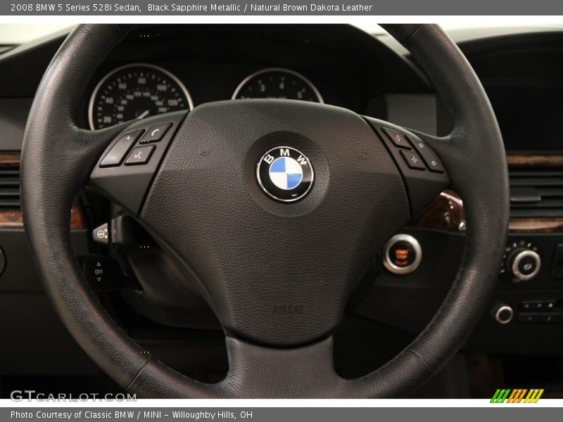 Black Sapphire Metallic / Natural Brown Dakota Leather 2008 BMW 5 Series 528i Sedan