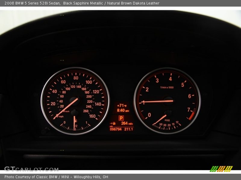 Black Sapphire Metallic / Natural Brown Dakota Leather 2008 BMW 5 Series 528i Sedan