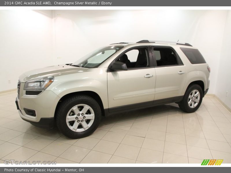 Champagne Silver Metallic / Ebony 2014 GMC Acadia SLE AWD