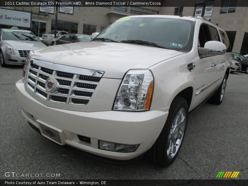 White Diamond Tricoat / Cashmere/Cocoa 2011 Cadillac Escalade ESV Premium AWD