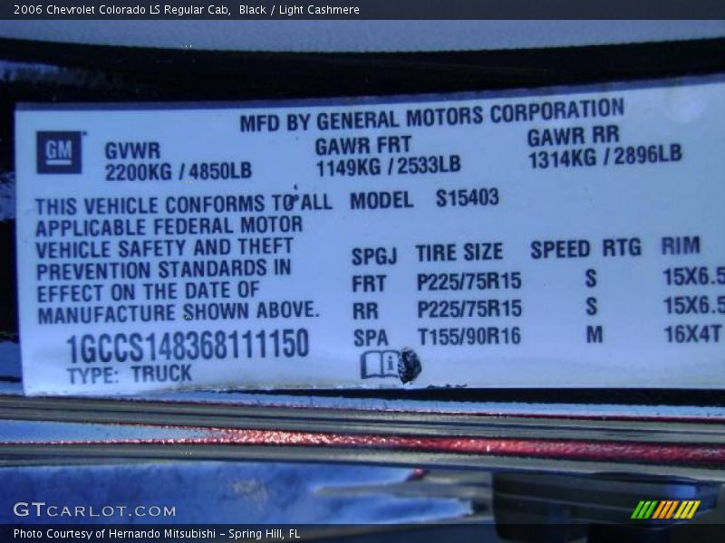 Black / Light Cashmere 2006 Chevrolet Colorado LS Regular Cab