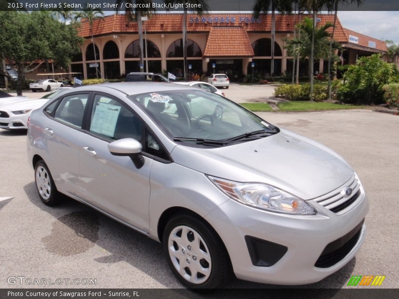 Ingot Silver / Charcoal Black/Light Stone 2013 Ford Fiesta S Sedan