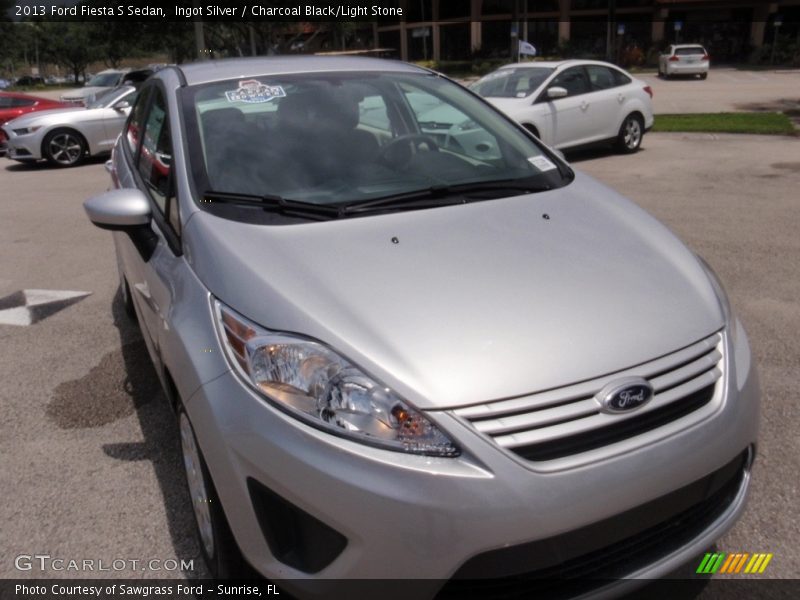 Ingot Silver / Charcoal Black/Light Stone 2013 Ford Fiesta S Sedan