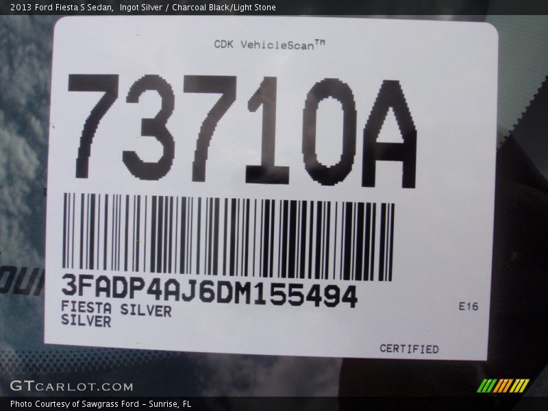 Ingot Silver / Charcoal Black/Light Stone 2013 Ford Fiesta S Sedan