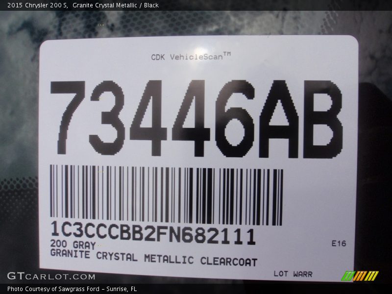 Granite Crystal Metallic / Black 2015 Chrysler 200 S