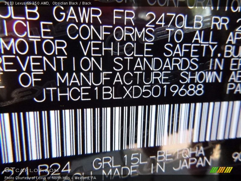 Obsidian Black / Black 2013 Lexus GS 350 AWD