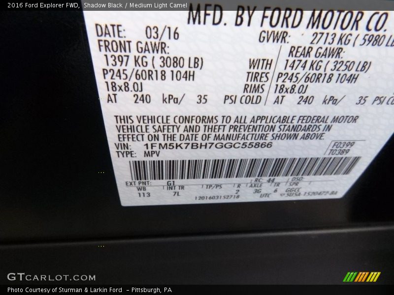 Shadow Black / Medium Light Camel 2016 Ford Explorer FWD