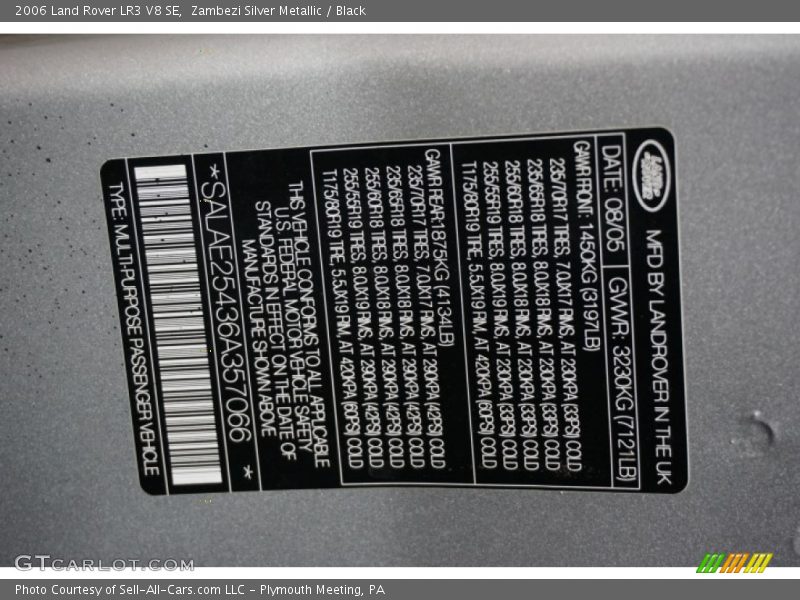 Zambezi Silver Metallic / Black 2006 Land Rover LR3 V8 SE