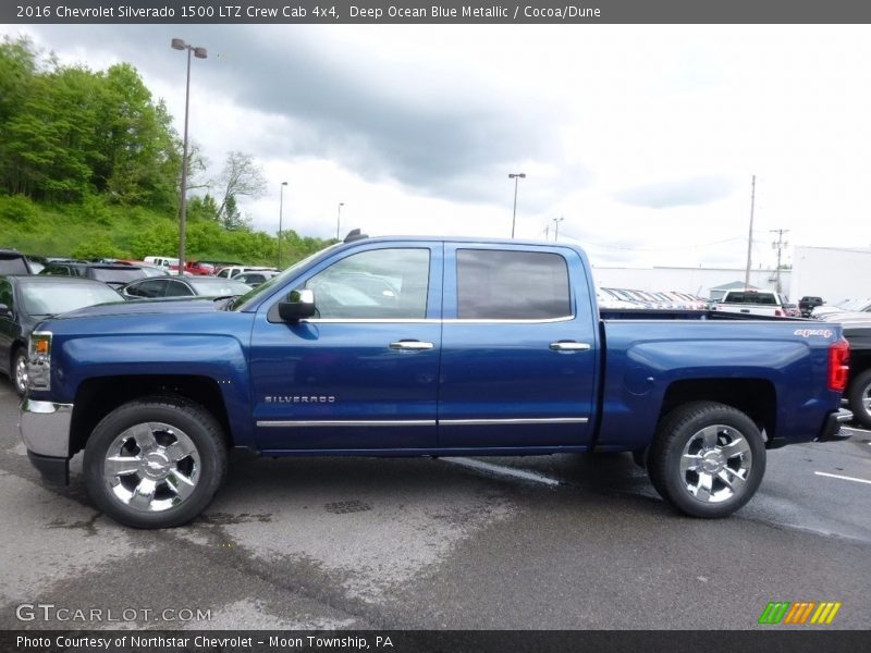 Deep Ocean Blue Metallic / Cocoa/Dune 2016 Chevrolet Silverado 1500 LTZ Crew Cab 4x4
