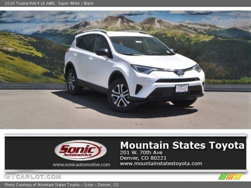 Super White / Black 2016 Toyota RAV4 LE AWD