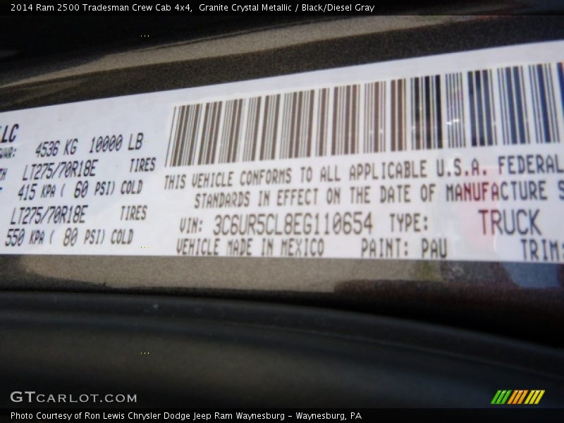 Granite Crystal Metallic / Black/Diesel Gray 2014 Ram 2500 Tradesman Crew Cab 4x4