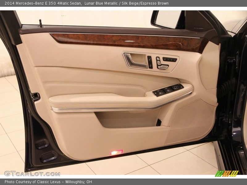 Lunar Blue Metallic / Silk Beige/Espresso Brown 2014 Mercedes-Benz E 350 4Matic Sedan