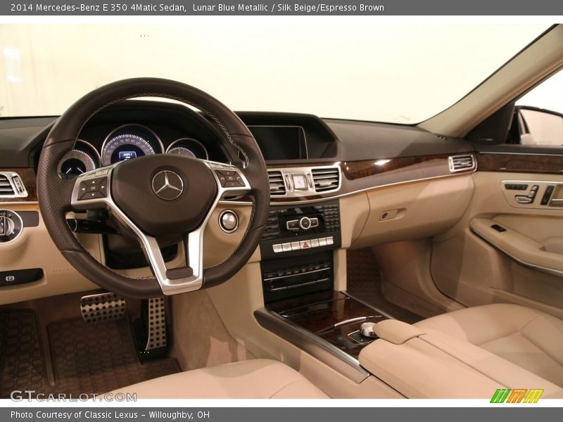 Lunar Blue Metallic / Silk Beige/Espresso Brown 2014 Mercedes-Benz E 350 4Matic Sedan