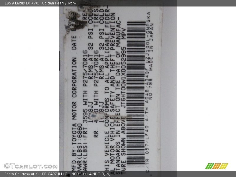 Golden Pearl / Ivory 1999 Lexus LX 470