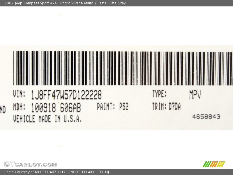 Bright Silver Metallic / Pastel Slate Gray 2007 Jeep Compass Sport 4x4