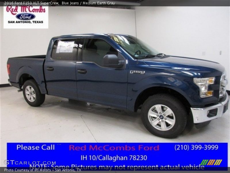 Blue Jeans / Medium Earth Gray 2016 Ford F150 XLT SuperCrew