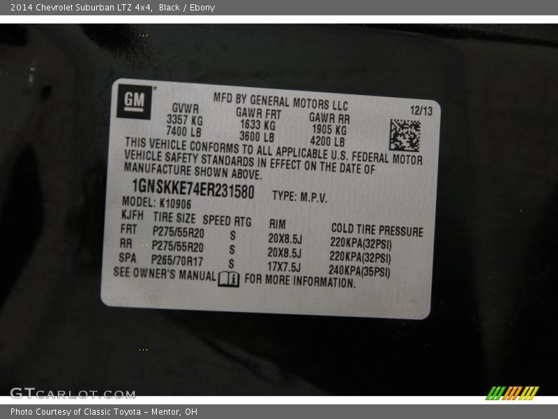 Black / Ebony 2014 Chevrolet Suburban LTZ 4x4