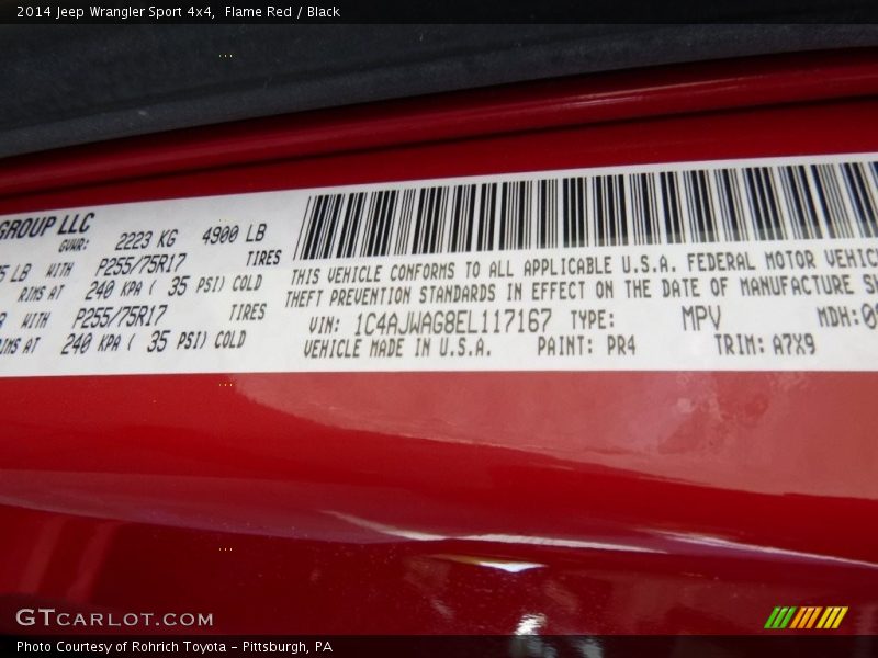 Flame Red / Black 2014 Jeep Wrangler Sport 4x4