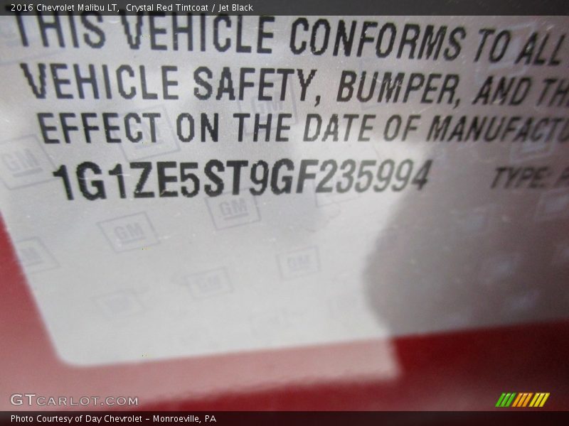 Crystal Red Tintcoat / Jet Black 2016 Chevrolet Malibu LT