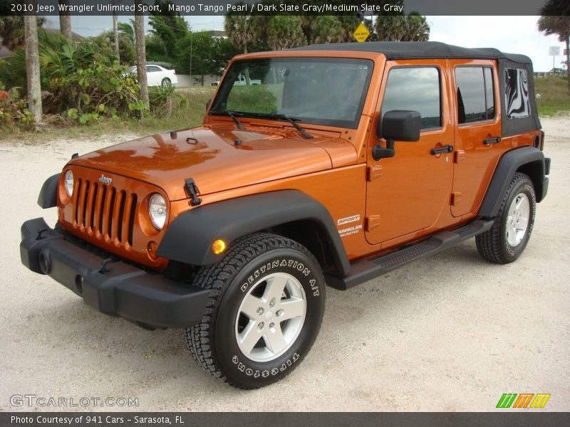 Mango Tango Pearl / Dark Slate Gray/Medium Slate Gray 2010 Jeep Wrangler Unlimited Sport