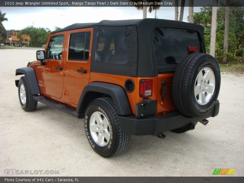 Mango Tango Pearl / Dark Slate Gray/Medium Slate Gray 2010 Jeep Wrangler Unlimited Sport