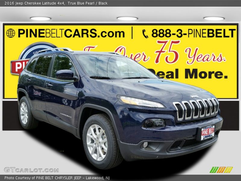 True Blue Pearl / Black 2016 Jeep Cherokee Latitude 4x4