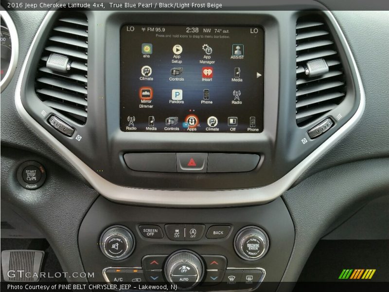 True Blue Pearl / Black/Light Frost Beige 2016 Jeep Cherokee Latitude 4x4