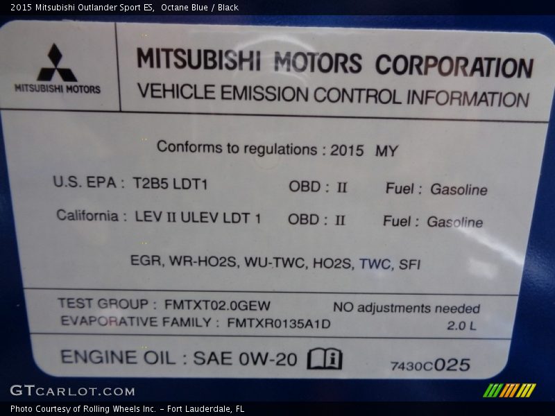 Octane Blue / Black 2015 Mitsubishi Outlander Sport ES