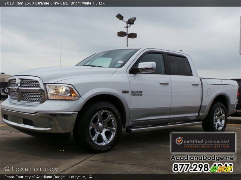 Bright White / Black 2013 Ram 1500 Laramie Crew Cab