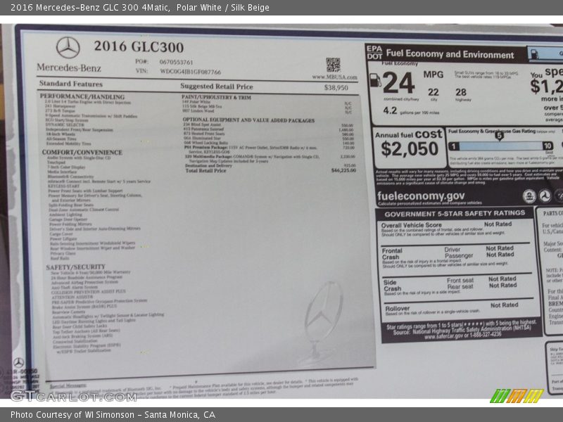 Polar White / Silk Beige 2016 Mercedes-Benz GLC 300 4Matic
