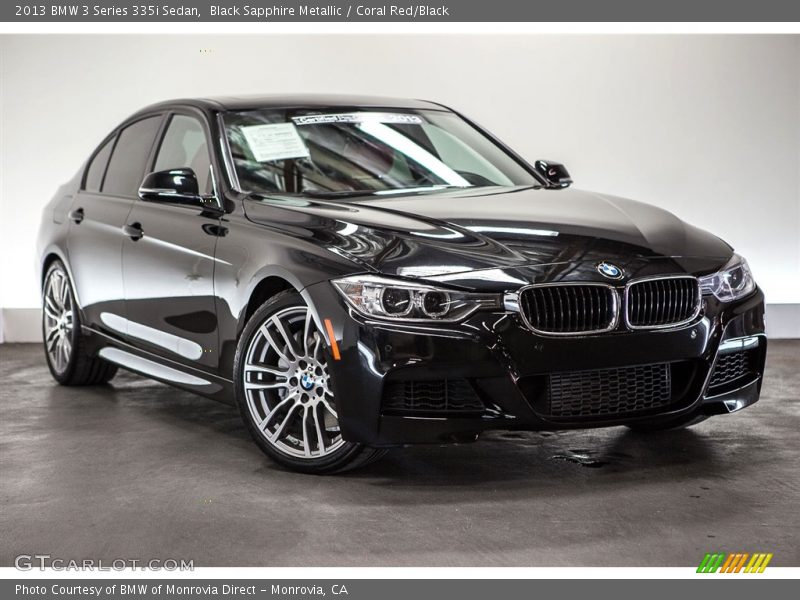 Black Sapphire Metallic / Coral Red/Black 2013 BMW 3 Series 335i Sedan