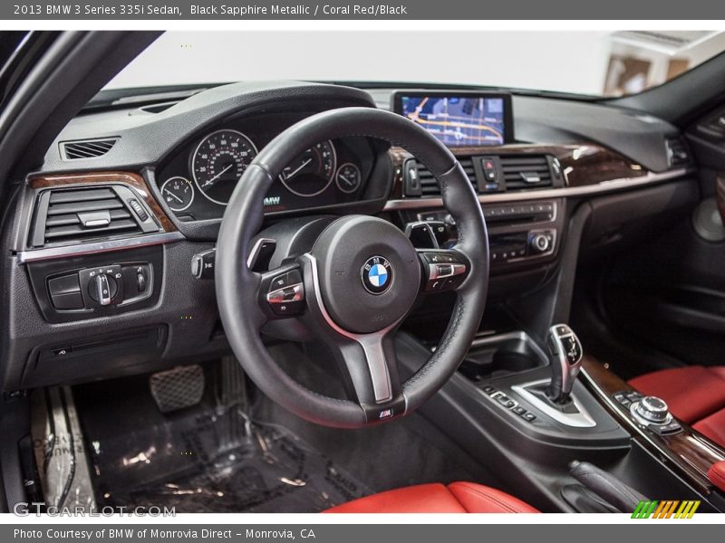 Black Sapphire Metallic / Coral Red/Black 2013 BMW 3 Series 335i Sedan