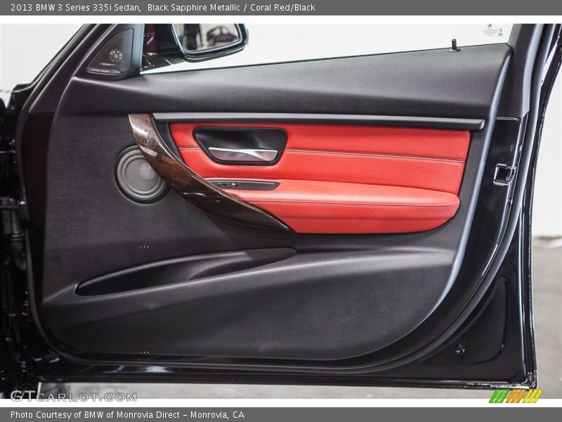 Black Sapphire Metallic / Coral Red/Black 2013 BMW 3 Series 335i Sedan