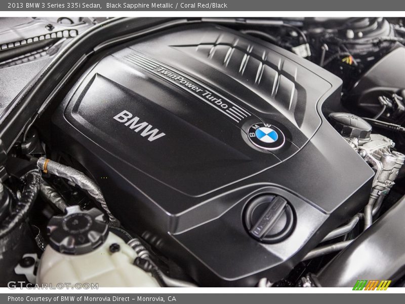 Black Sapphire Metallic / Coral Red/Black 2013 BMW 3 Series 335i Sedan