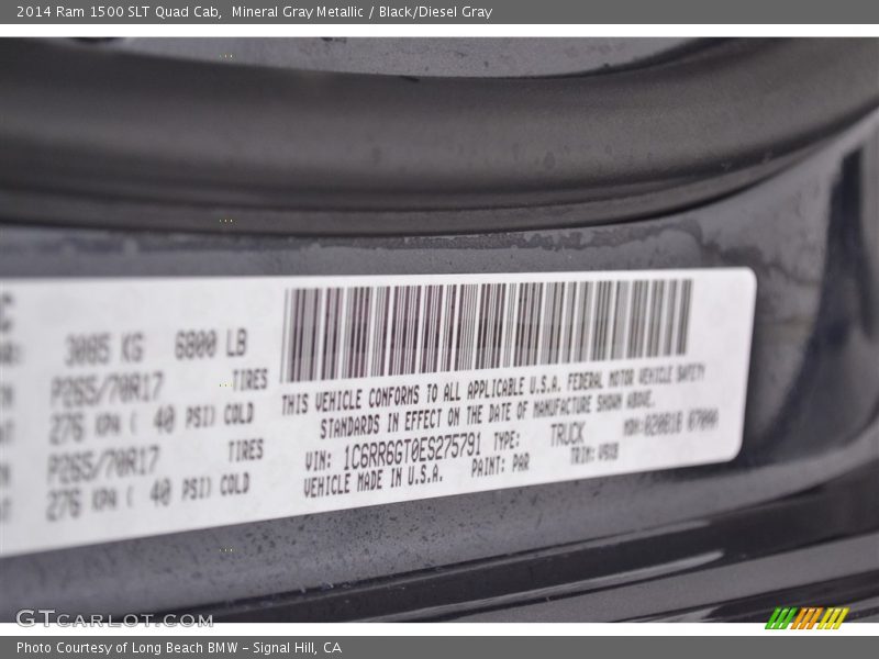 Mineral Gray Metallic / Black/Diesel Gray 2014 Ram 1500 SLT Quad Cab