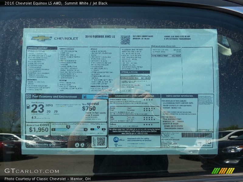 Summit White / Jet Black 2016 Chevrolet Equinox LS AWD