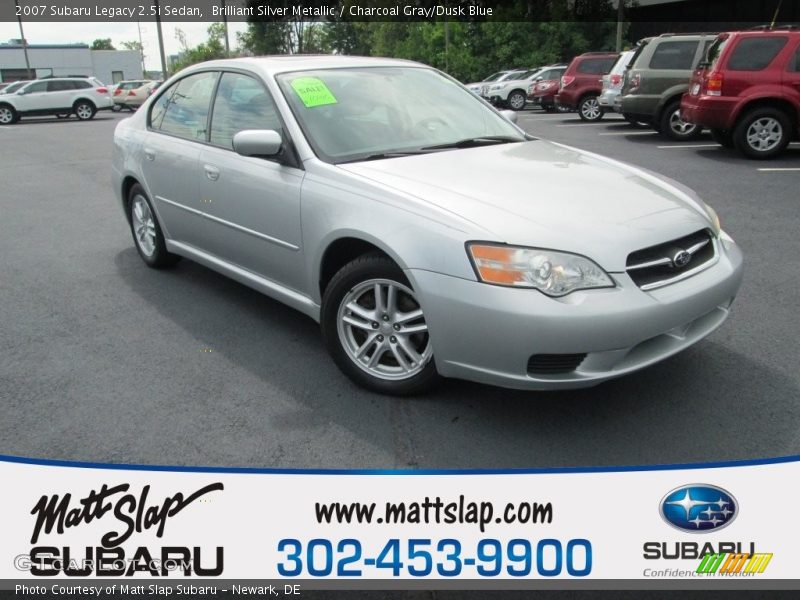 Brilliant Silver Metallic / Charcoal Gray/Dusk Blue 2007 Subaru Legacy 2.5i Sedan