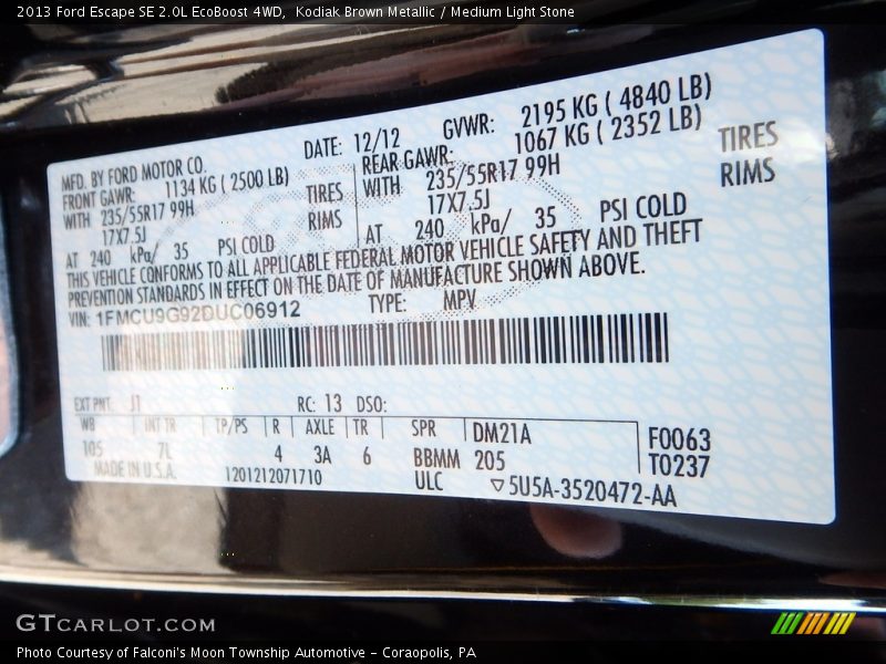 Kodiak Brown Metallic / Medium Light Stone 2013 Ford Escape SE 2.0L EcoBoost 4WD