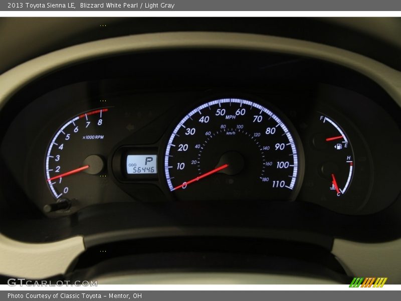 Blizzard White Pearl / Light Gray 2013 Toyota Sienna LE