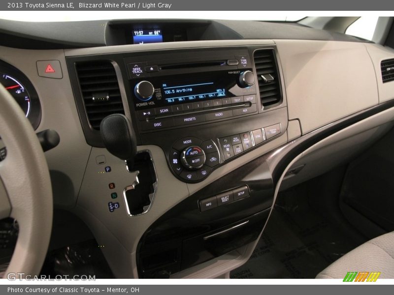Blizzard White Pearl / Light Gray 2013 Toyota Sienna LE