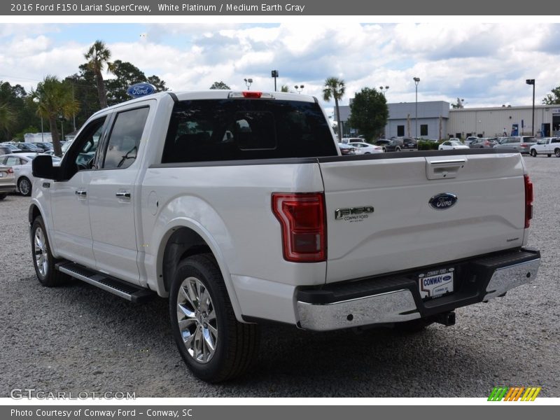 White Platinum / Medium Earth Gray 2016 Ford F150 Lariat SuperCrew