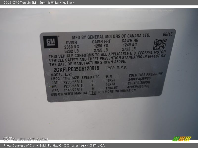 Summit White / Jet Black 2016 GMC Terrain SLT