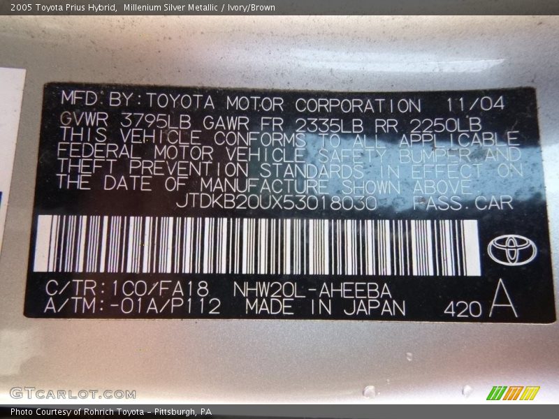 Millenium Silver Metallic / Ivory/Brown 2005 Toyota Prius Hybrid