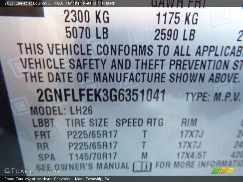 Tungsten Metallic / Jet Black 2016 Chevrolet Equinox LT AWD